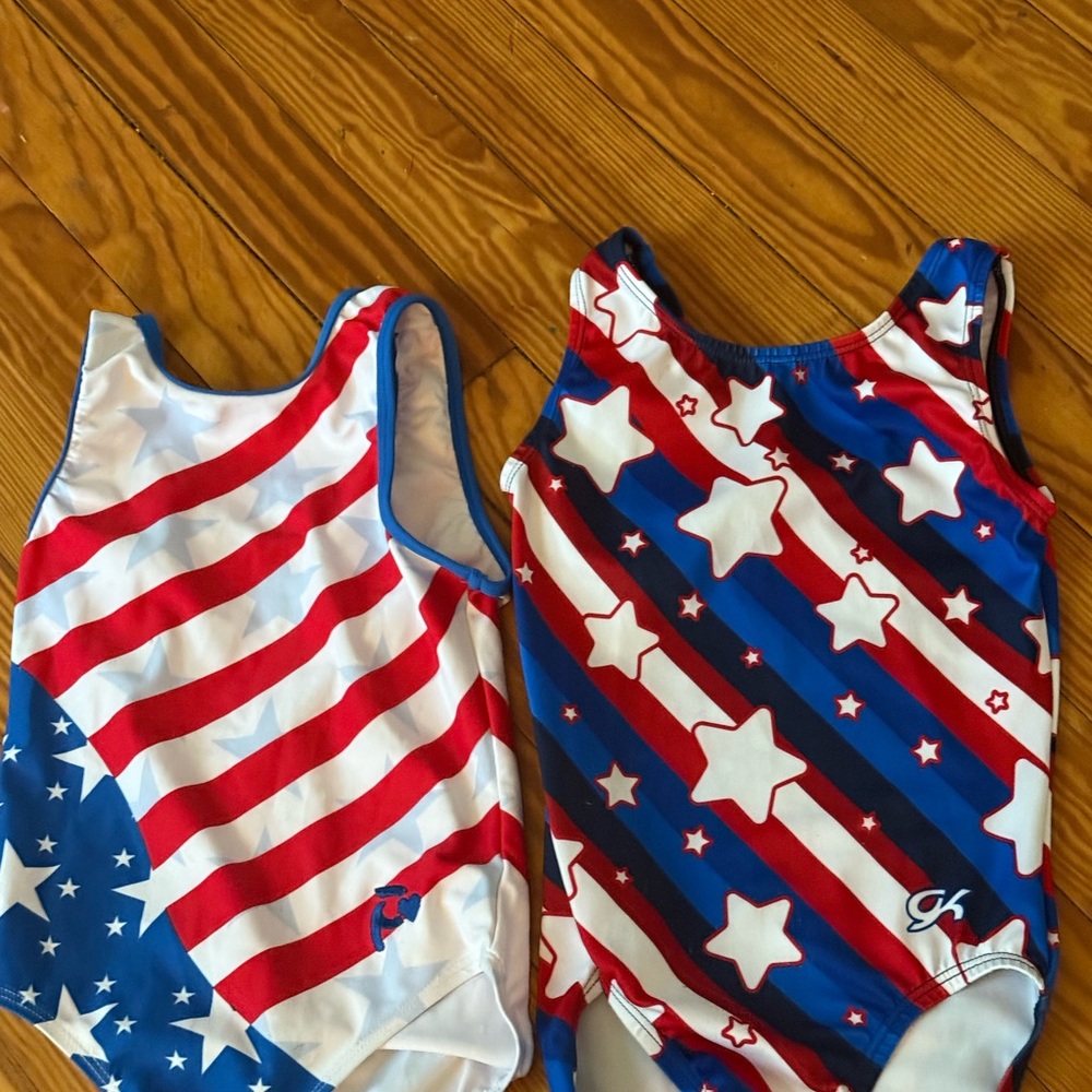 GK and Plum Red, White, and Blue Leotards